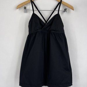 LULULEMON‎ Tank Top Womens 4 Black Criss Cross Built In Bra No Pads